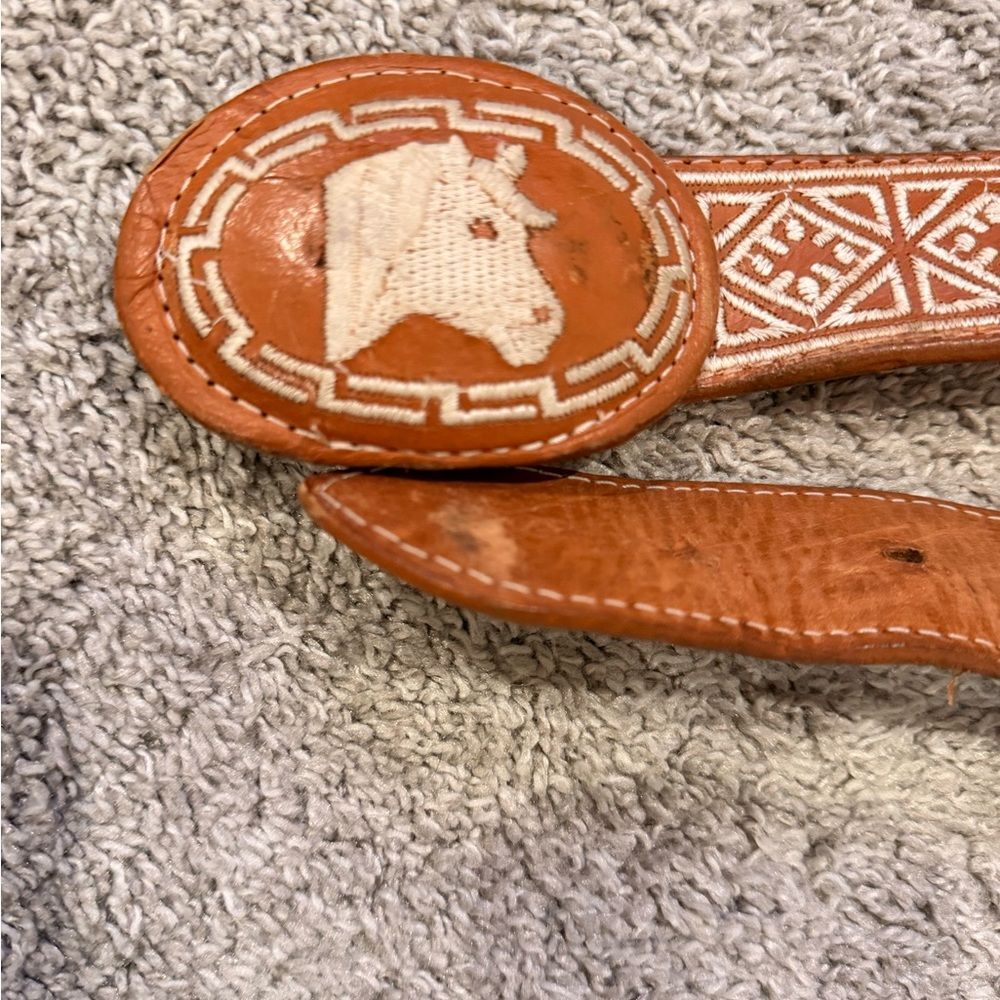 Brown Leather Horse Motif Belt